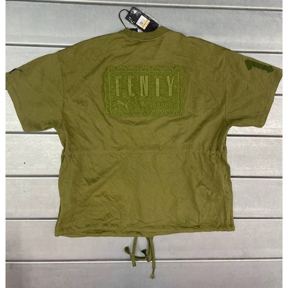 Puma Tops - Puma Fenty by Rihanna Short‎ Sleeve Top Womens Small Green Drawstring Waist NWT